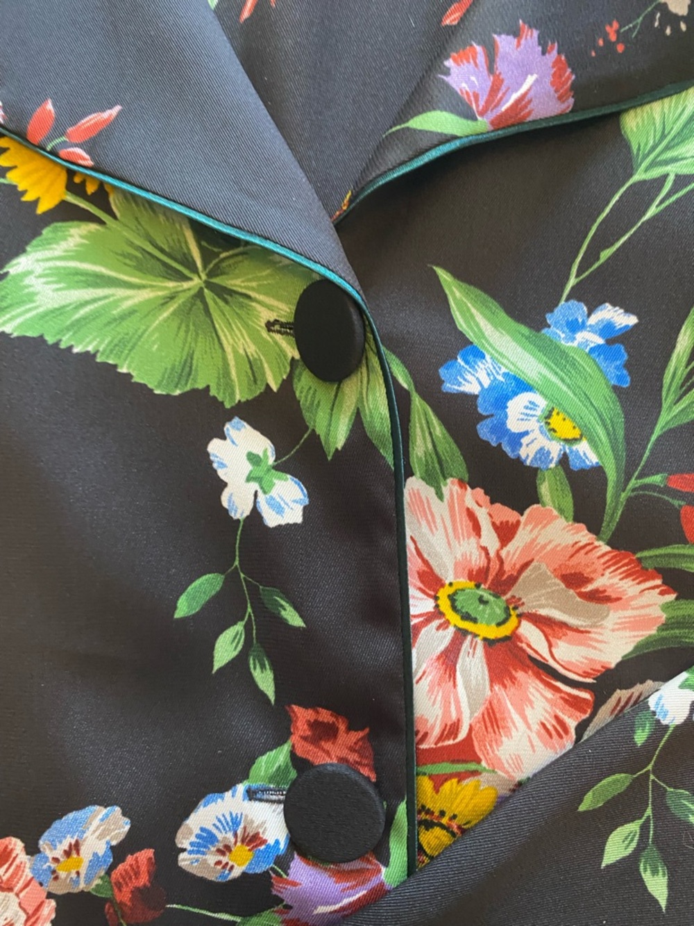 Zara Black Bloom Satin Button Up Blouse Size Medium - Picture 13 of 14